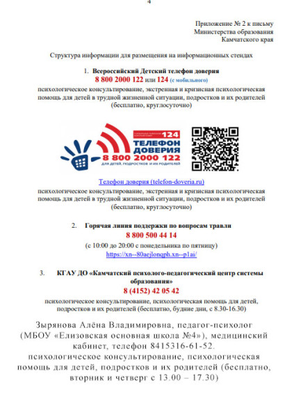 Всероссийский детский телефон доверия.